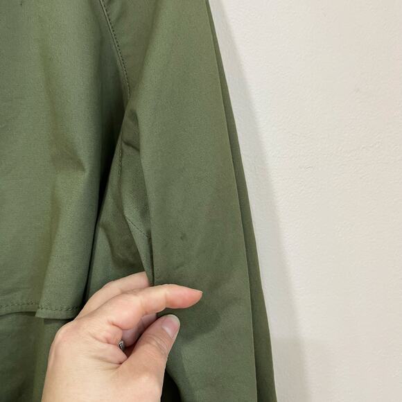 Ann Taylor Olive Belted Trench Coat SZ S Classic Double Breasted Cotton Blend - Picture 10 of 11